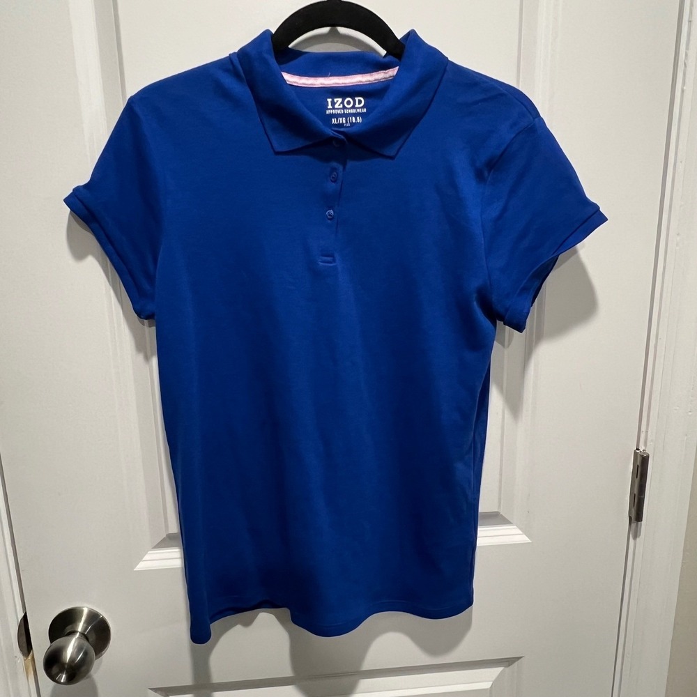 IZOD Girls Polo Shirt Approved Schoolwear Royal Blue Size XL Plus